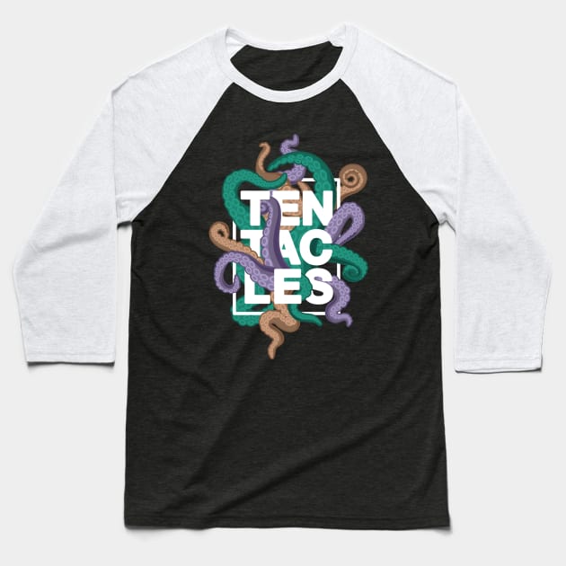 Tentacles – Multicoloured (white-out) Baseball T-Shirt by andrew_kelly_uk@yahoo.co.uk